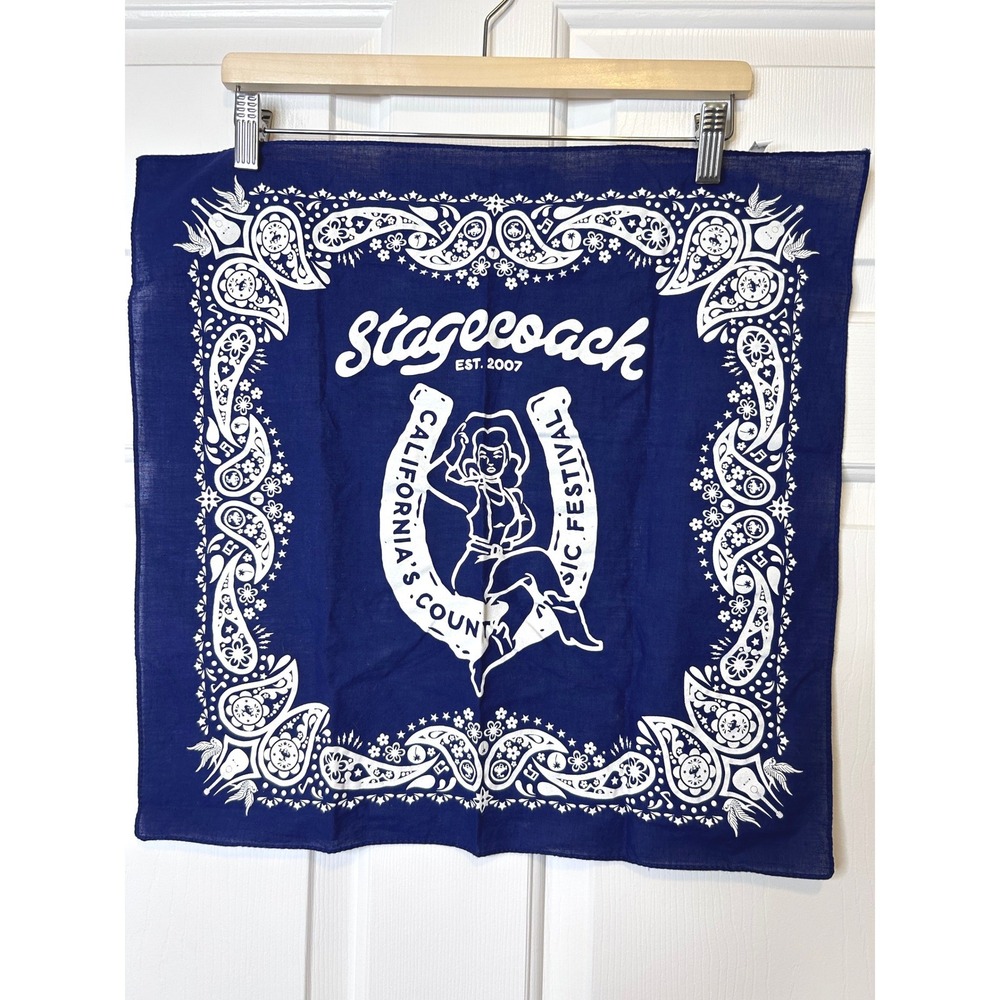 Stagecoach Country Music Festival Bandana Blue Cowgirl Paisley Horseshoe